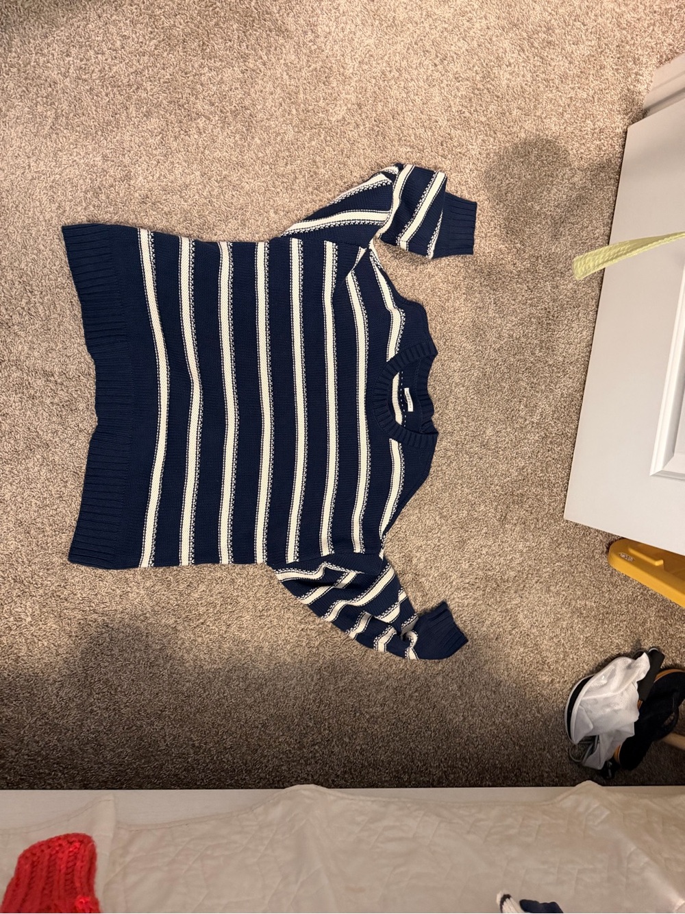 American Eagle Outfitters Navy and White Striped Crewneck Sweater